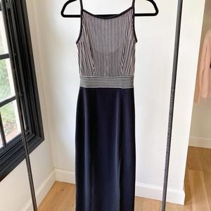 Bari-Jay Women's Vintage Black/White Stripe/Solid Sleeveless Maxi Dress sz 4